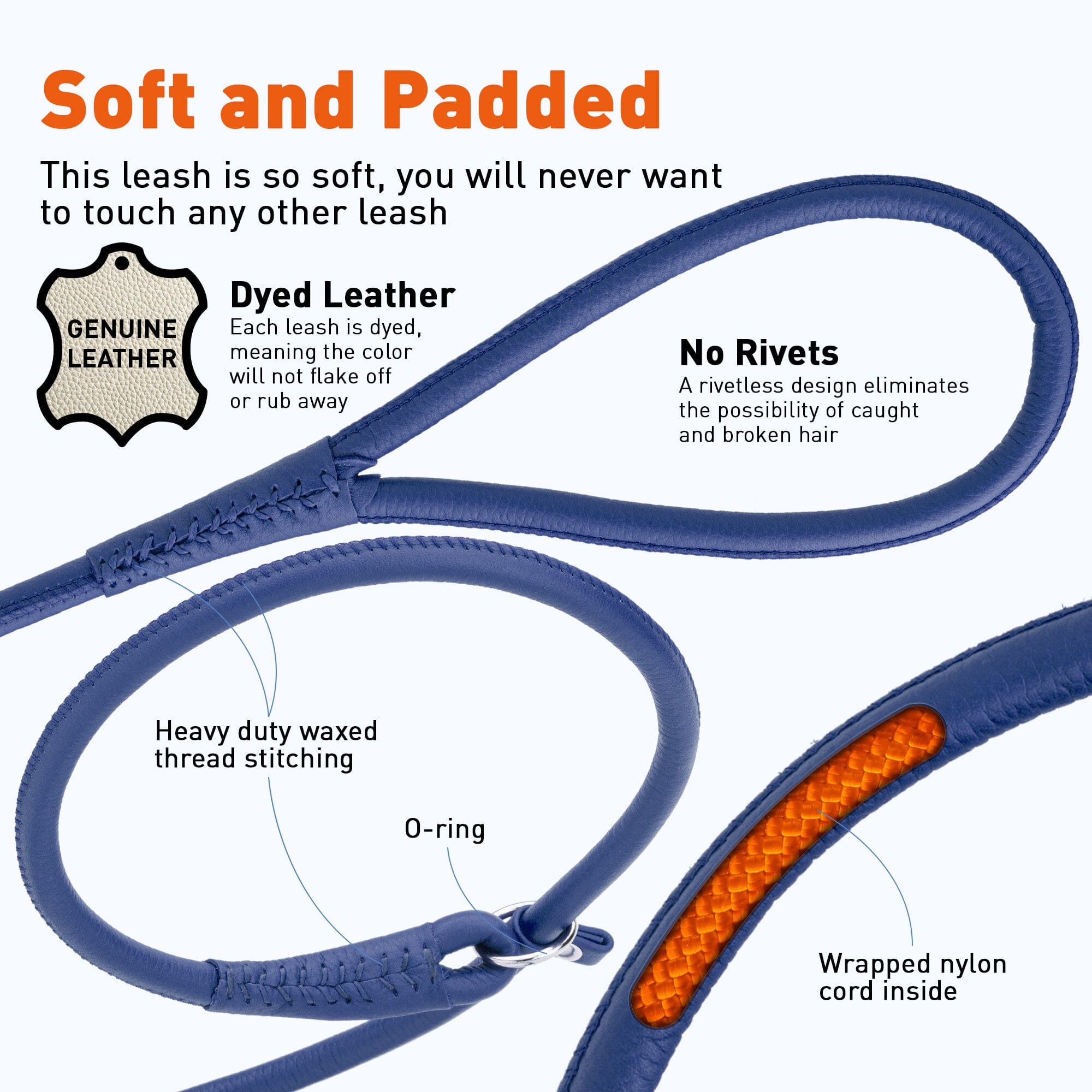 Msdfvs | Soft Leather Round Slip Lead for Dogs – Training, Urban Walks & Outdoor Adventures