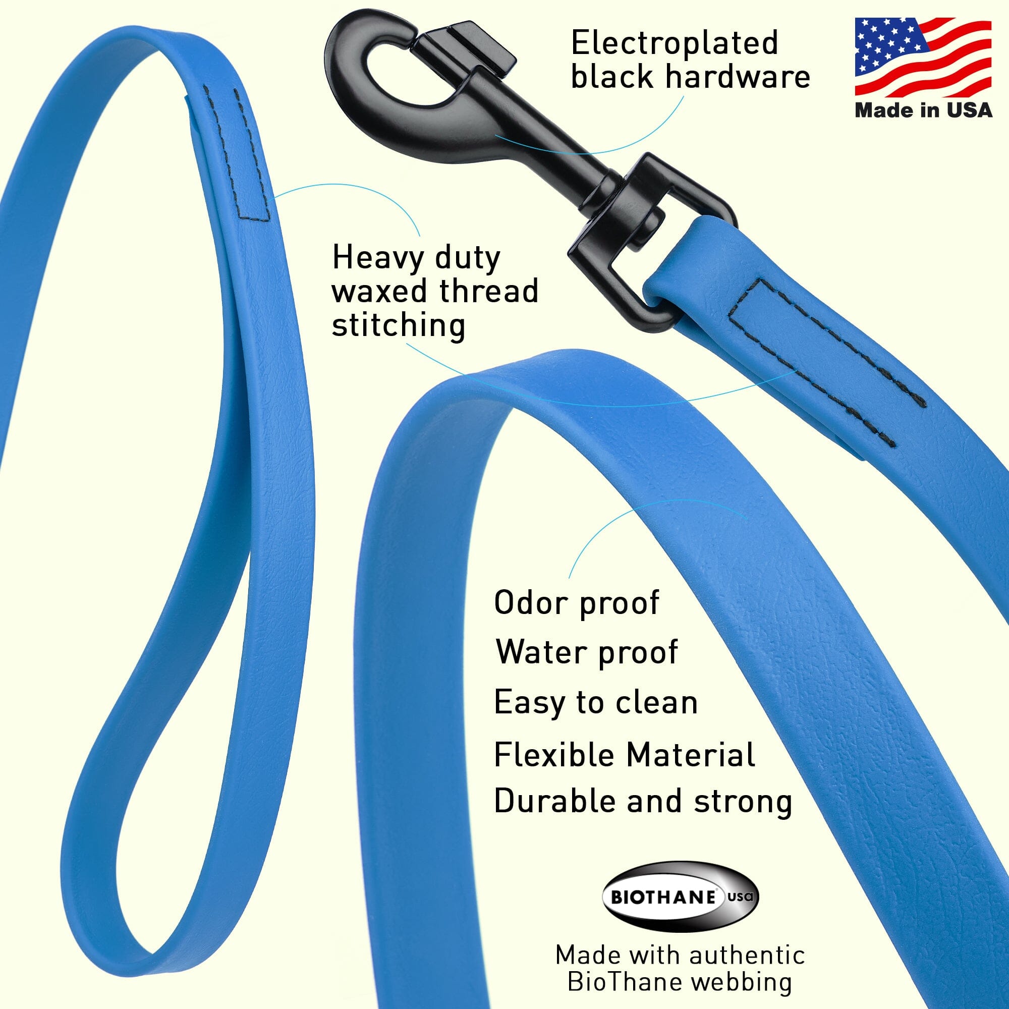 Msdfvs | 6ft Biothane Waterproof Dog Leash – Urban Walks, Outdoor Adventures & Travel Ready