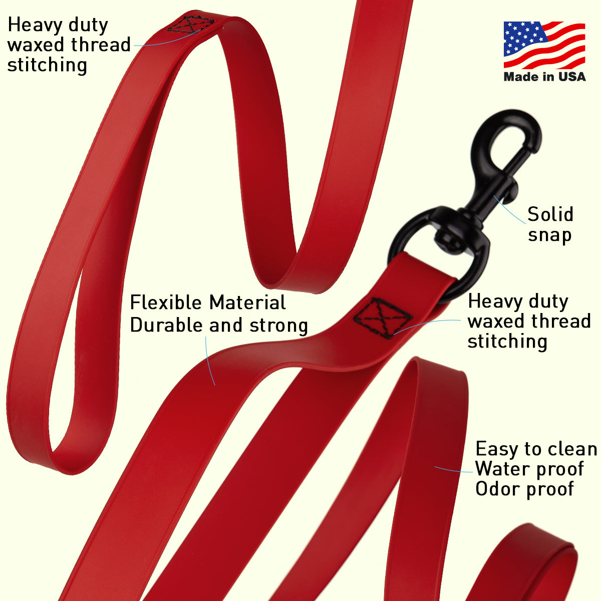 Msdfvs | Biothane Waterproof Multi-Handle Dog Leash – Training, Urban Walks & Outdoor Adventures