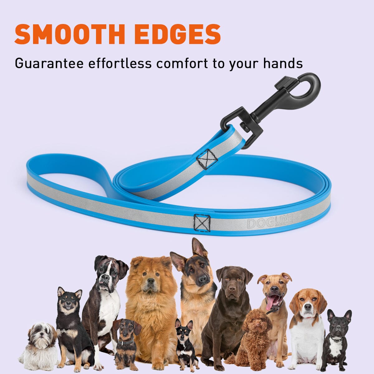 Msdfvs | Reflective Biothane Dog Leash with Black Hardware – Evening Walks, Training & Outdoor Adventures