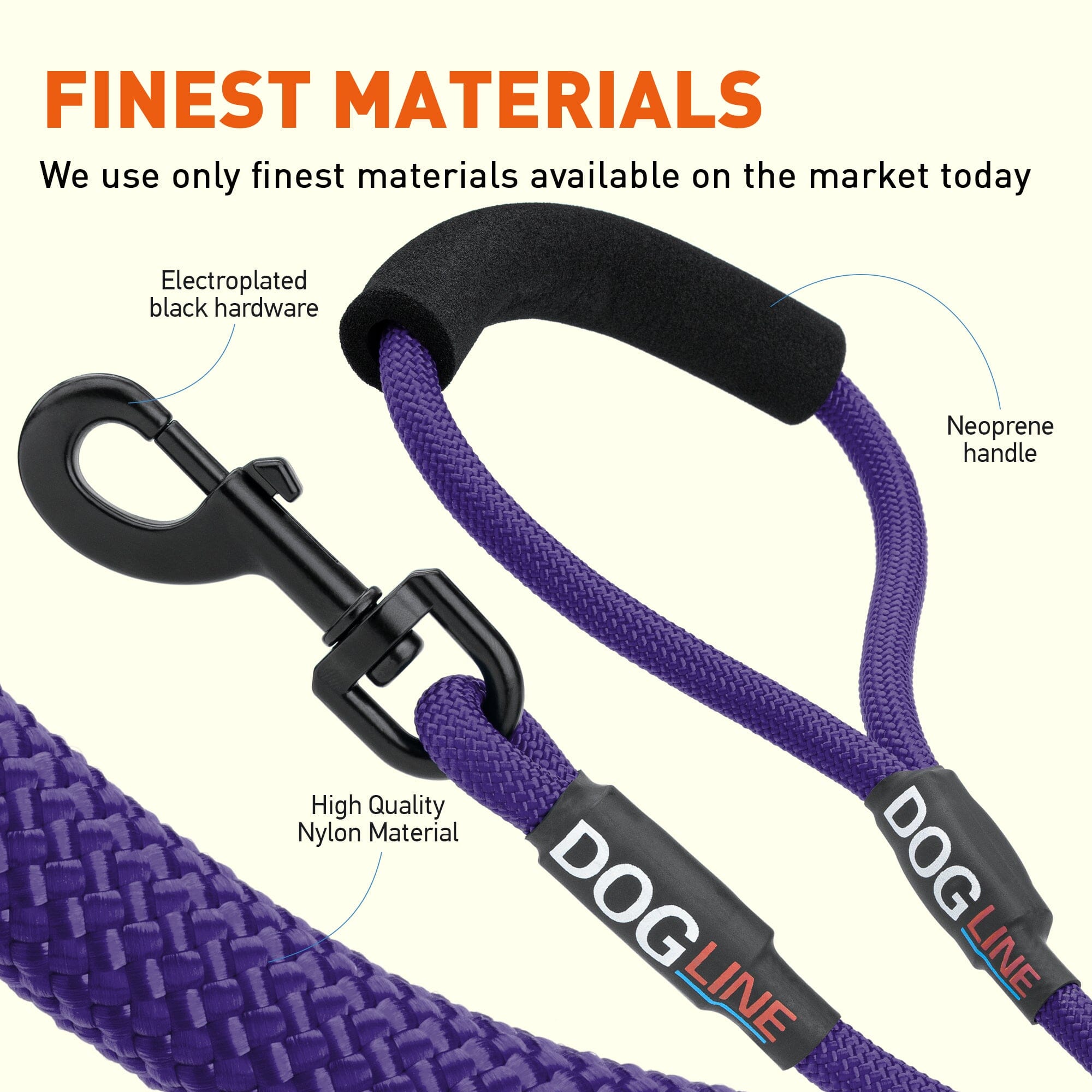 Msdfvs | Round Nylon Dog Lead for Small & Medium Dogs – Durable Everyday Pet Leash, Comfortable Grip