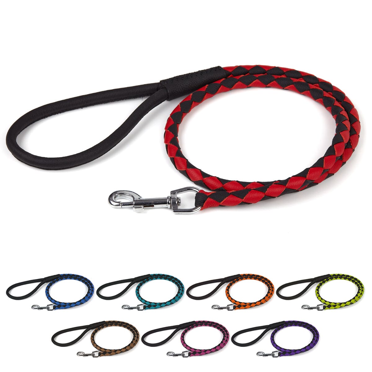 Msdfvs | Dual-Color Braided Leather Round Lead – Training, Urban Walks & Outdoor Adventures