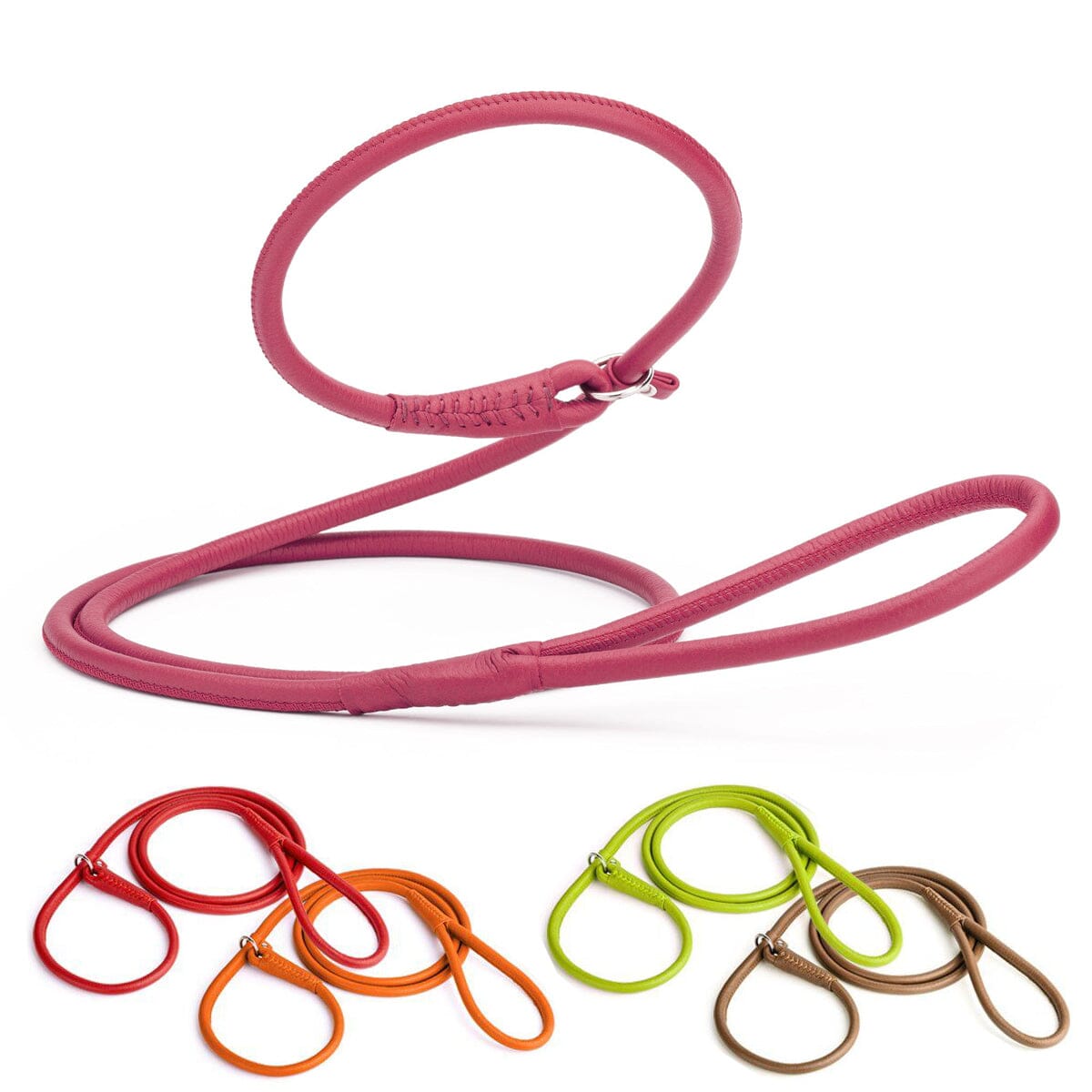 Msdfvs | Soft Leather Round Slip Lead for Dogs – Training, Urban Walks & Outdoor Adventures