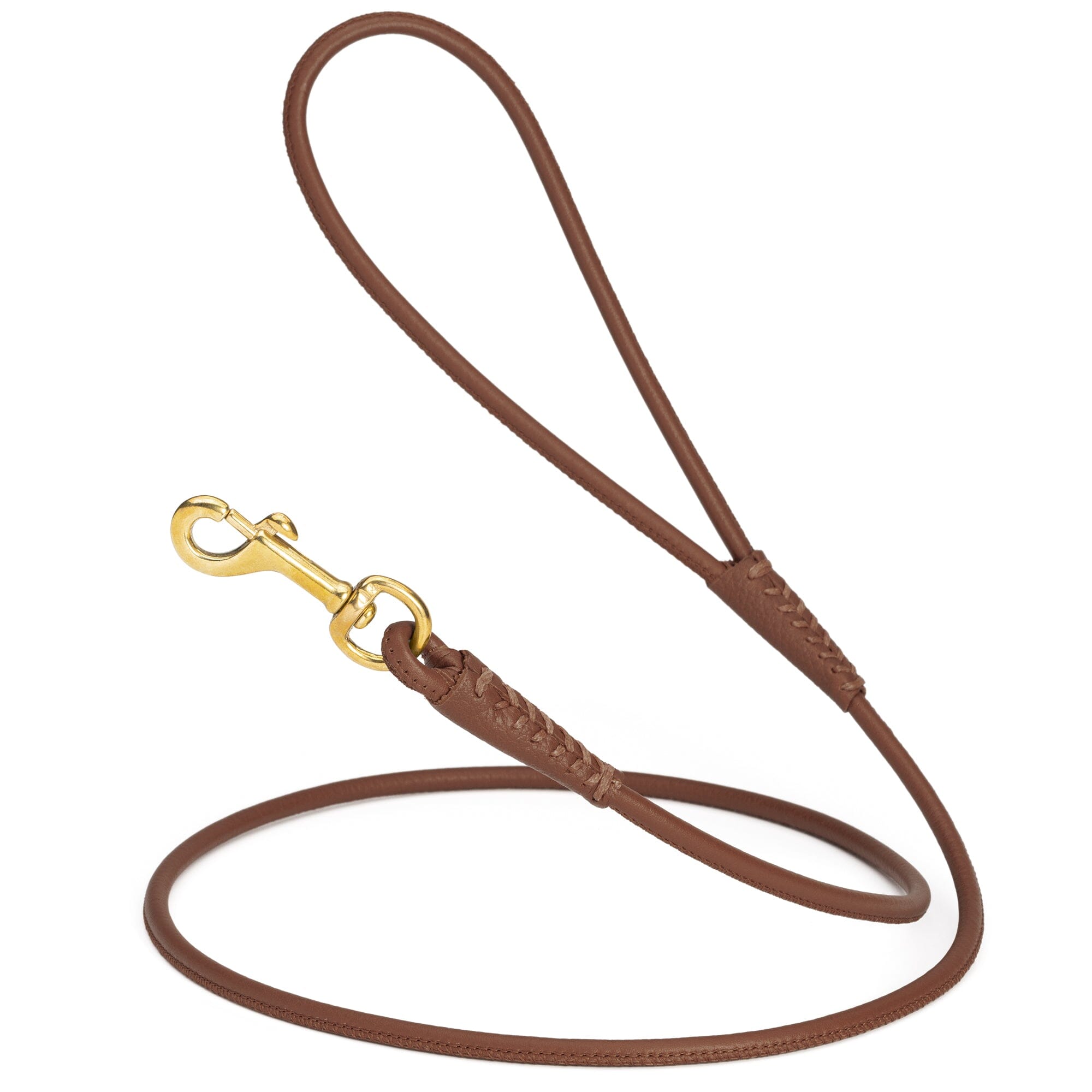 Msdfvs | Rolled Leather Dog Leash with Brass Snap Hook – Urban Strolls, Travel, & Elegant Control