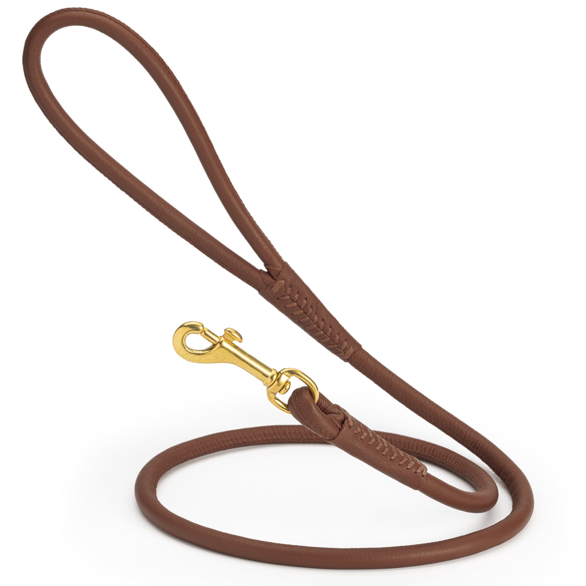 Msdfvs | Rolled Leather Dog Leash with Brass Snap Hook – Urban Strolls, Travel, & Elegant Control