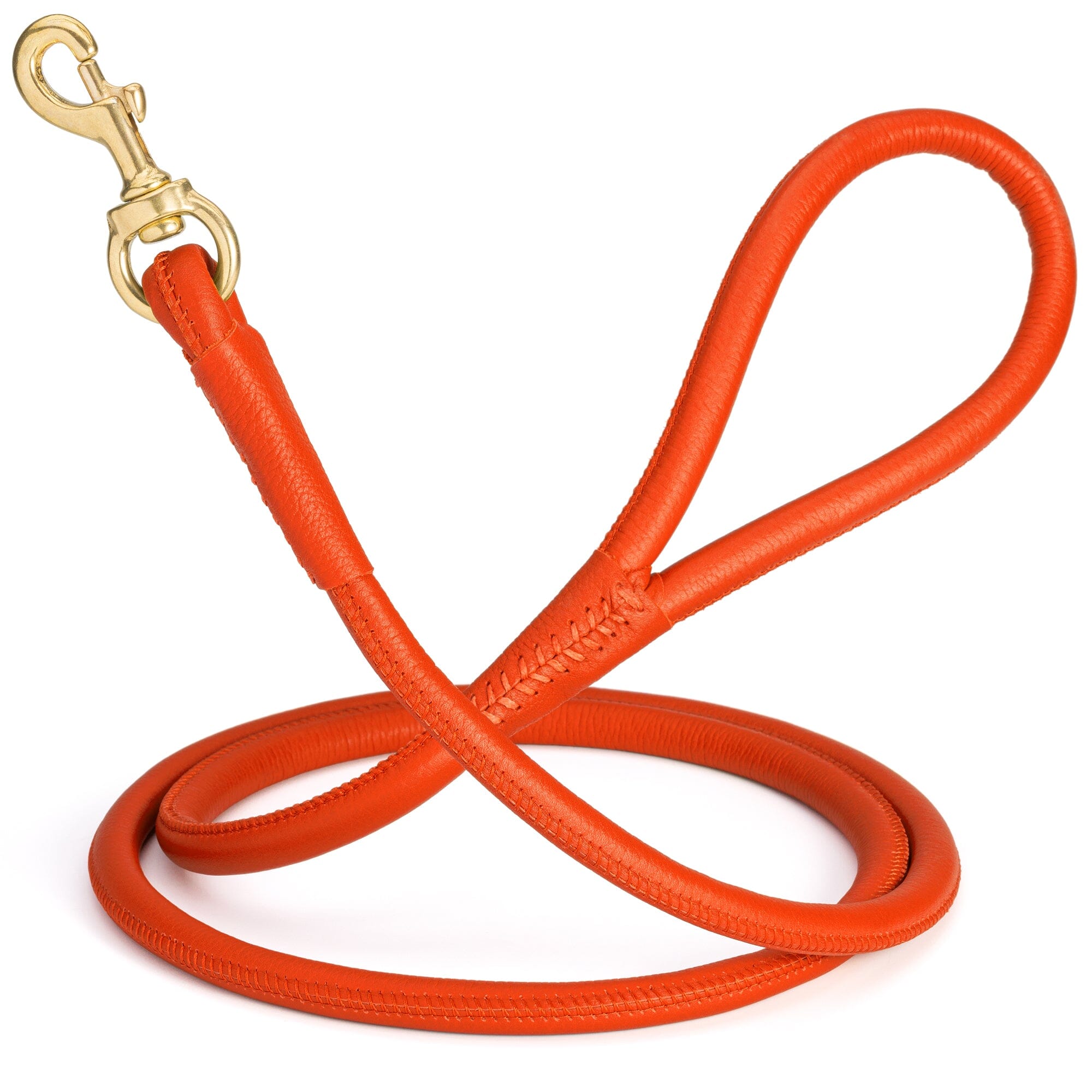 Msdfvs | Rolled Leather Dog Leash with Brass Snap Hook – Urban Strolls, Travel, & Elegant Control