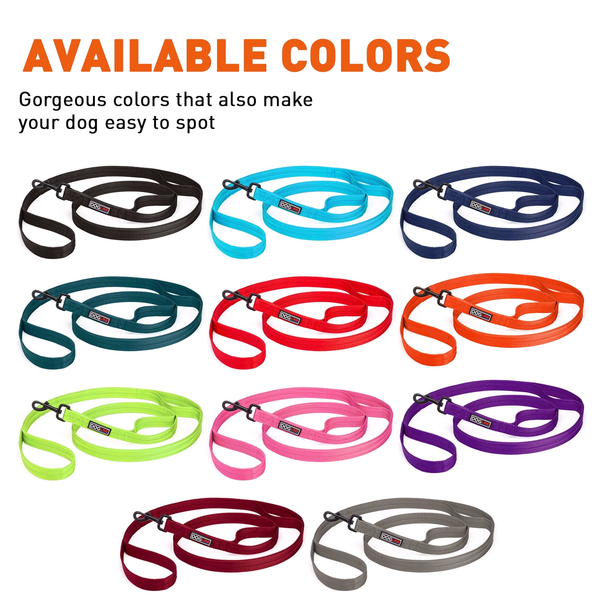 Msdfvs | Nylon Multi-Handle Flat Dog Leash – Urban Walks, Training & Outdoor Adventures