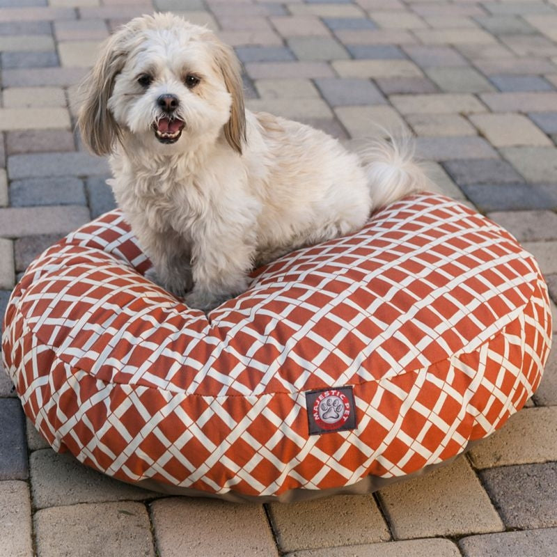 Msdfvs | Outdoor Round Dog Bed with Bamboo Pattern, Pet Bed for Patio and Daily Rest