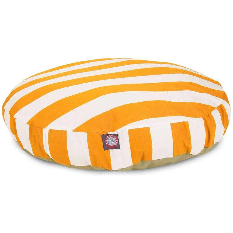 Msdfvs | Yellow Stripe Outdoor Round Pet Bed, Circular Dog Bed for Patio and Deck Use