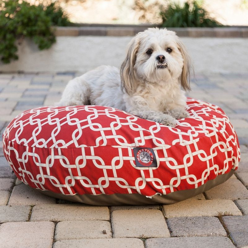 Msdfvs | Outdoor Round Pet Bed with Patterned Design, Durable Dog Bed for Daily Rest