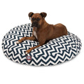 Msdfvs | Navy Chevron Outdoor Round Pet Bed, Circular Dog Bed for Patio and Open Areas