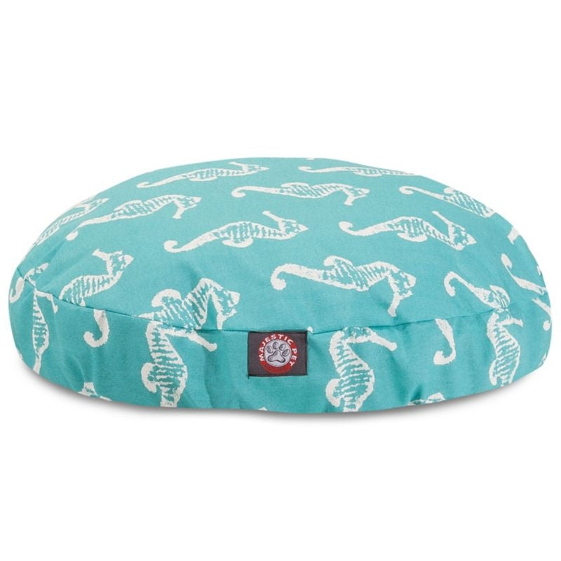 Msdfvs | Teal Sea Pattern Outdoor Round Pet Bed, Circular Dog Bed for Patio Settings