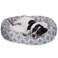 Msdfvs | Sherpa Bagel Pet Bed with Patterned Exterior, Round Indoor Bed for Dogs and Cats
