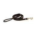 Msdfvs | Classic Black Leather Dog Leash – Rolled Handle Lead with Nickel Finish