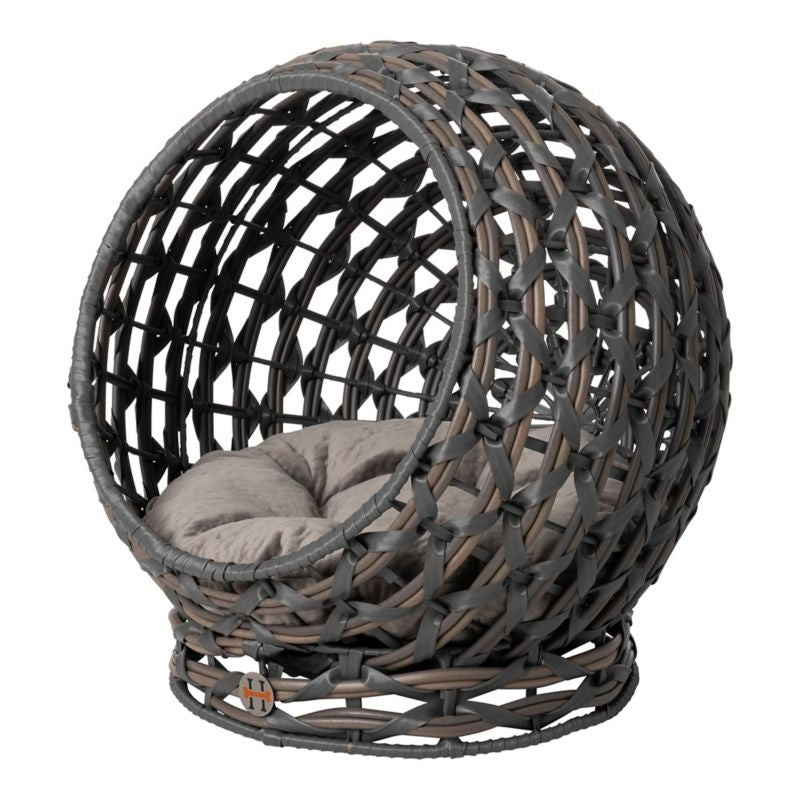 Msdfvs | Hemisphere Rattan Pet Bed with Cushion – Indoor Cozy Lounge for Small & Medium Dogs