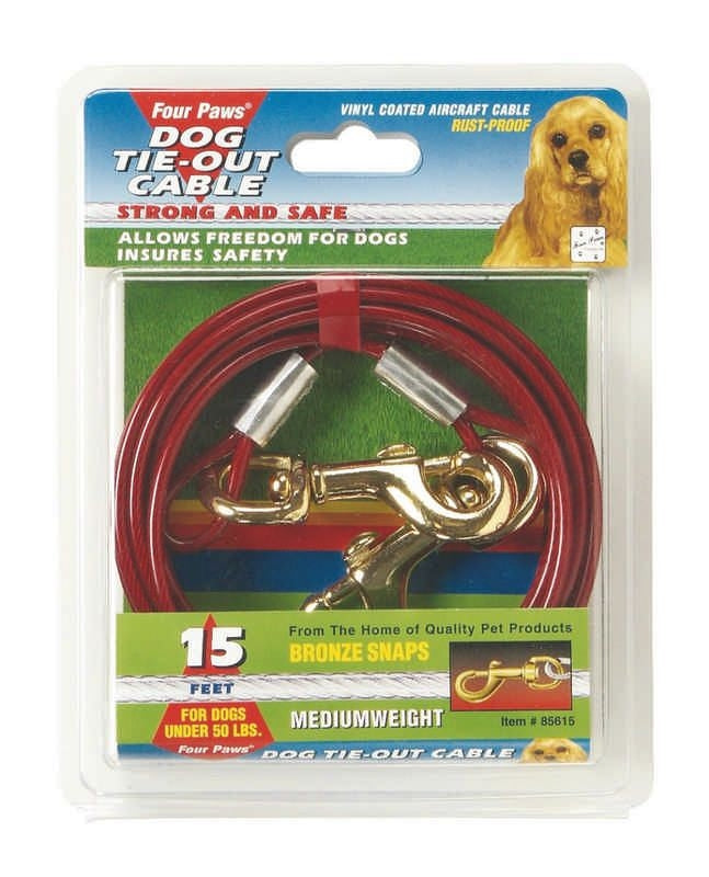 Msdfvs | Medium Weight Tie Out Cable for Dogs 10 Ft Red – Durable Outdoor Dog Cable for Home Use