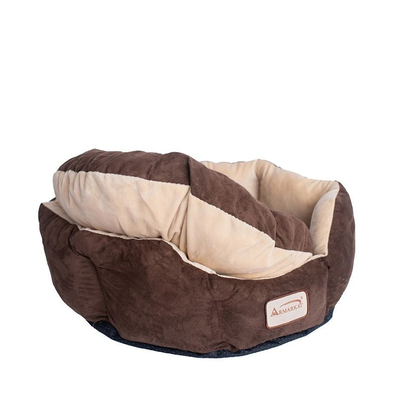 Msdfvs | Cozy Mocha & Beige Pet Bed for Small & Medium Dogs – Indoor Lounge Cushion, Washable Dog Mat