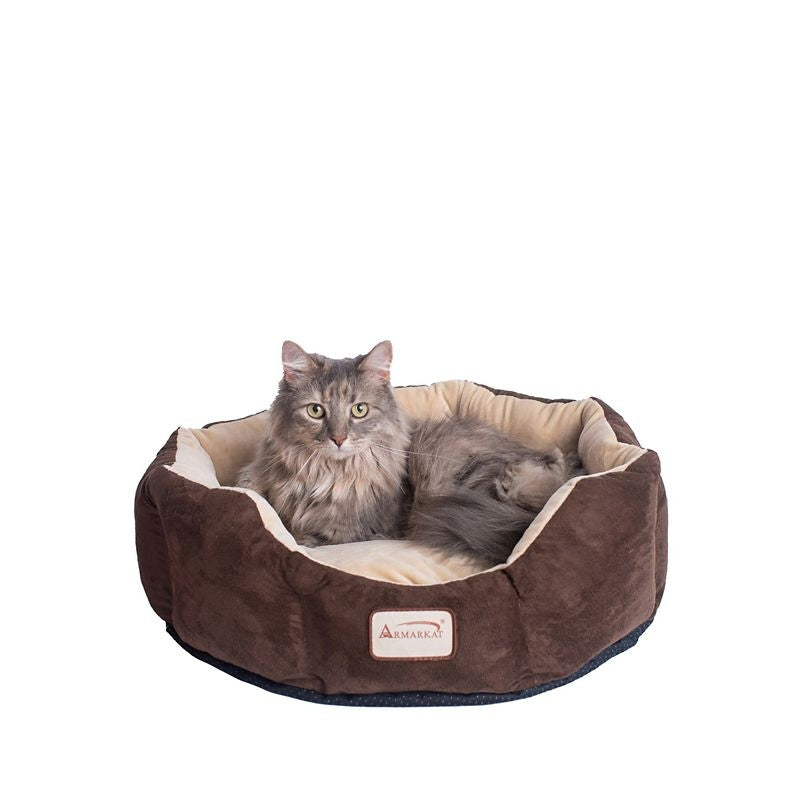 Msdfvs | Cozy Mocha & Beige Pet Bed for Small & Medium Dogs – Indoor Lounge Cushion, Washable Dog Mat