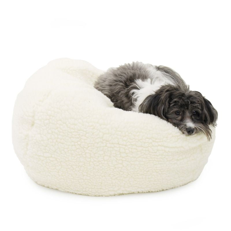 Msdfvs | Sherpa Puff Ball Pet Bed with Rounded Form, Indoor Nest Bed for Dogs and Cats