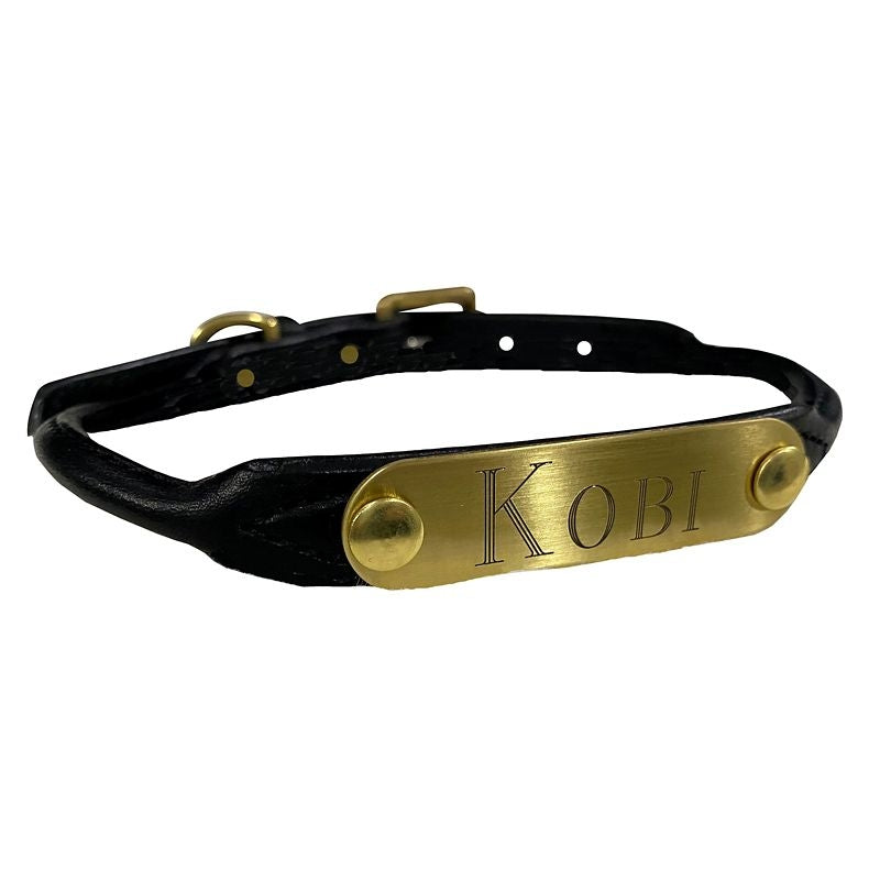 Msdfvs | Custom Rolled Leather Dog Collar with Name Detail, Rounded Design for Daily Use