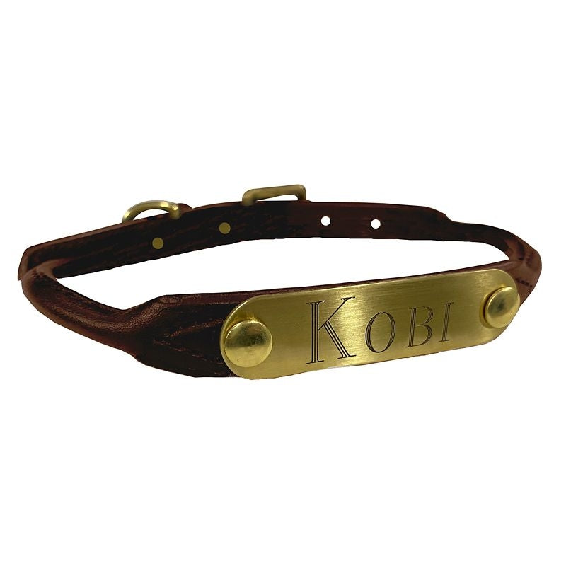 Msdfvs | Custom Rolled Leather Dog Collar with Name Detail, Rounded Design for Daily Use