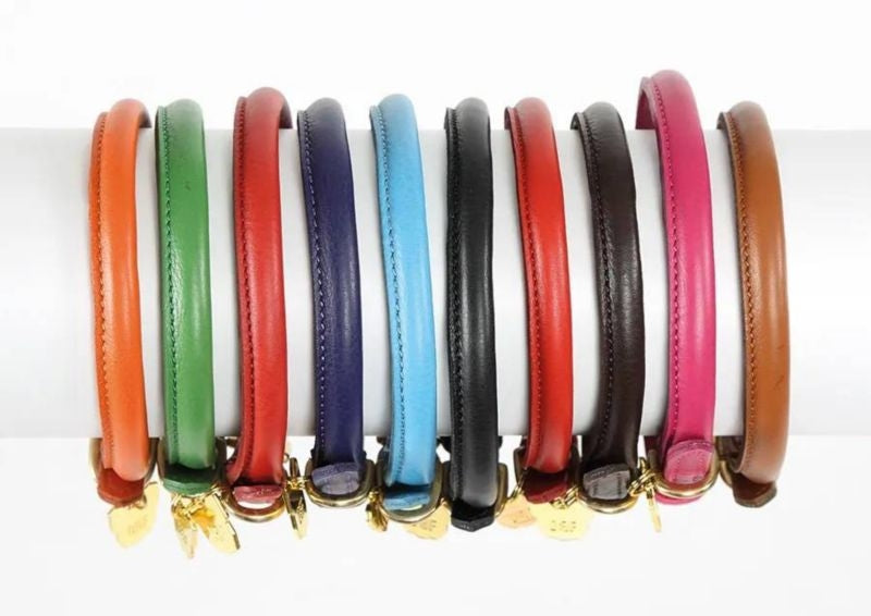 Msdfvs | Rolled Leather Dog Collar – Smooth Edge Collar for Comfortable Daily Wear