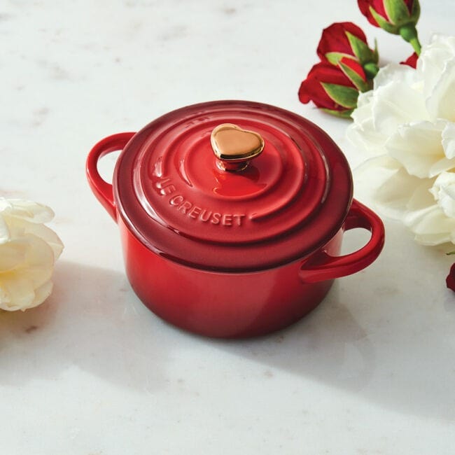 Classic Mini Cocotte, Cerise with Rose Gold Heart Knob