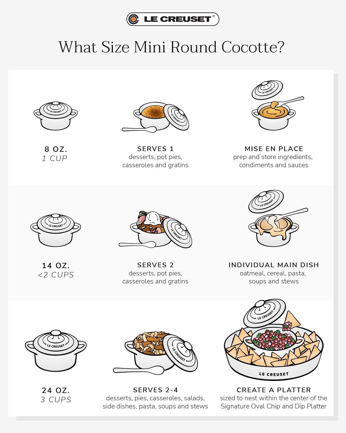 Classic Mini Round Cocotte - 8oz. - Multiple Colors