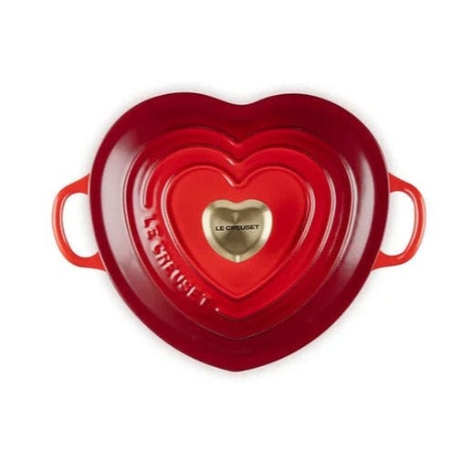 Classic Shallow Heart Cocotte with Light Gold Heart Knob, 1.25 Quart - Cerise