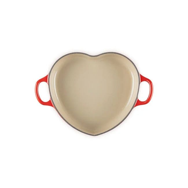Classic Shallow Heart Cocotte with Light Gold Heart Knob, 1.25 Quart - Cerise