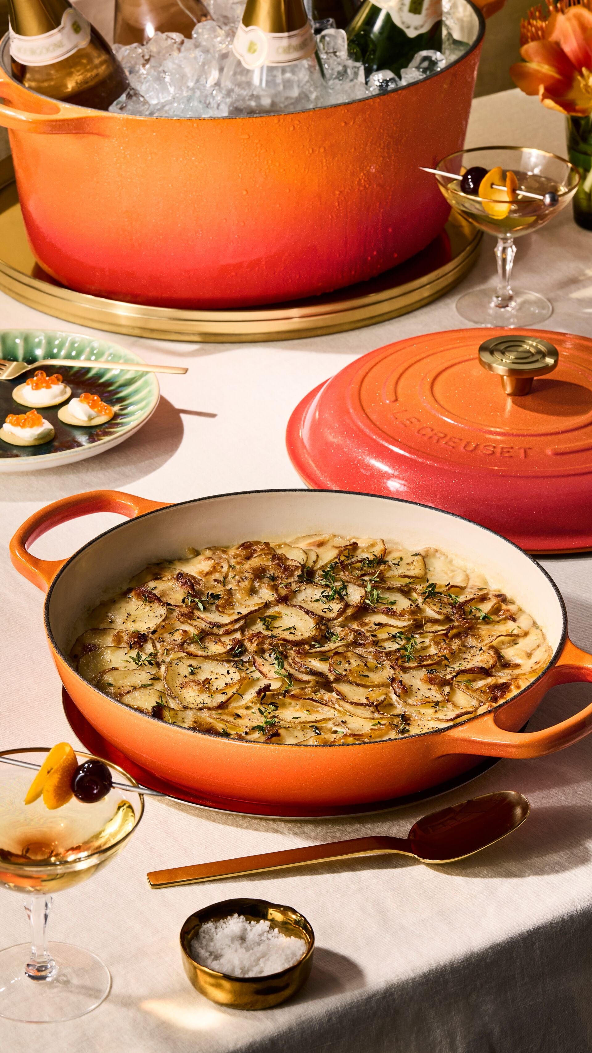 Classic Signature Round Braiser with Crucible Knob - 3.5 Quart - Flamme Dorée - Limited Edition